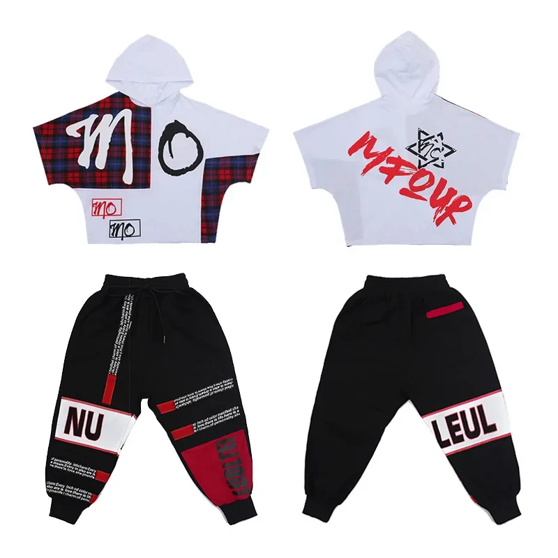 Kids Hip Hop Dance Costume for Girls Kpop Stage Outfits Unisex Loose Printed Street Dance Dancewear Boy Clothes