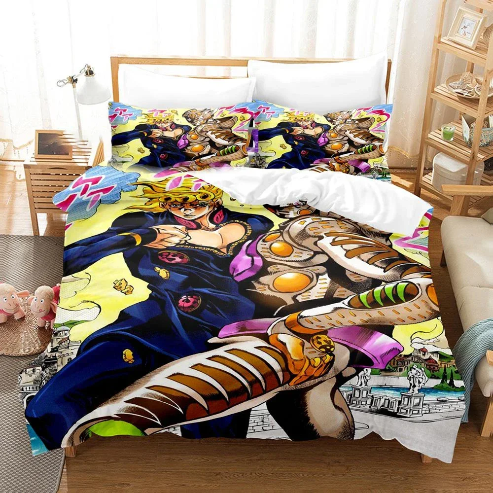 3D Printed JoJo Bizarre Adventure Bedding Set Anime Stone Ocean Duvet Cover Double Twin Full Queen King Adult Kids Quilt Cover