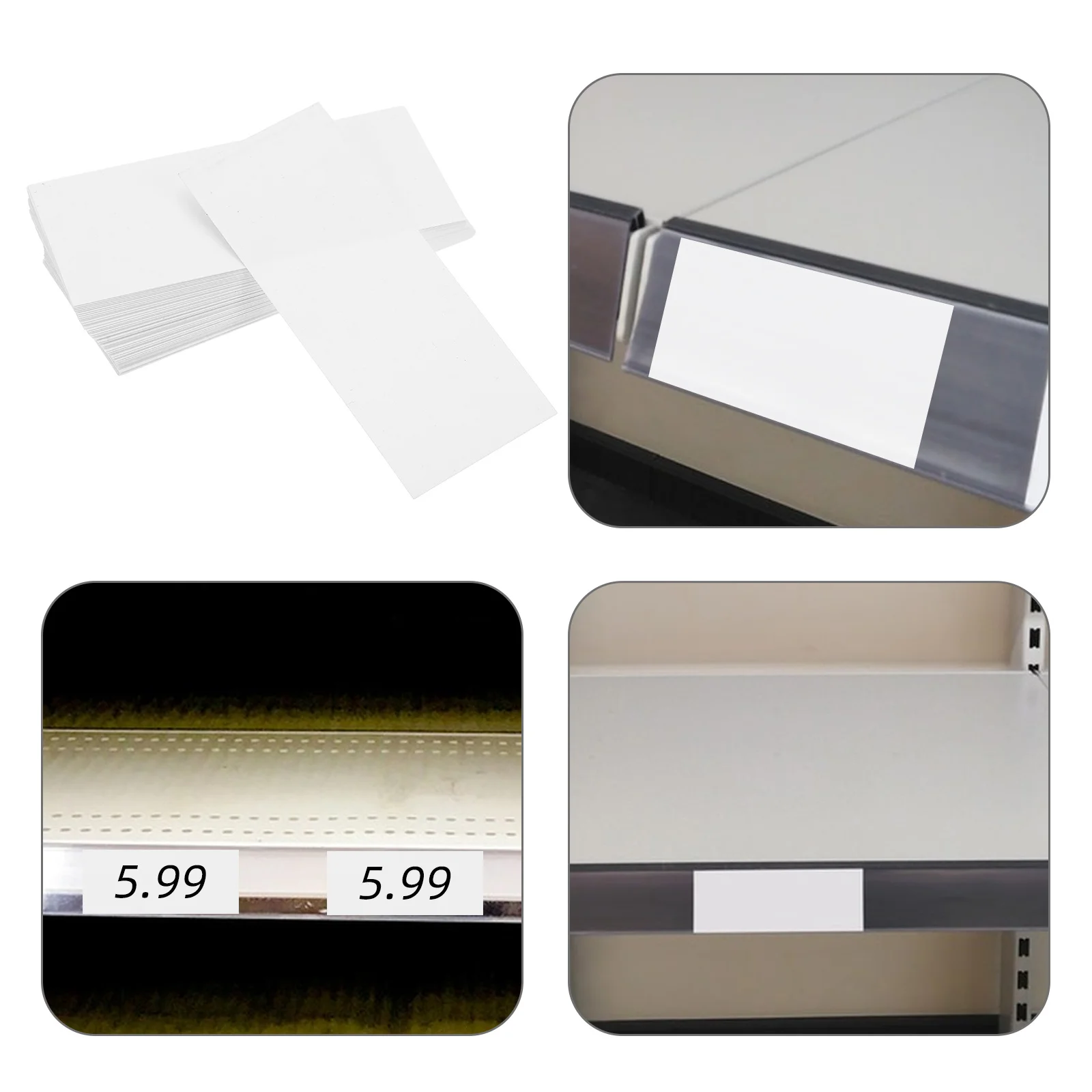 

500Pcs White Rectangular Blank Price Labels 75x35mm PVC Rewritable Tags Supermarket Merchandise Sign Display Blank Label Tags