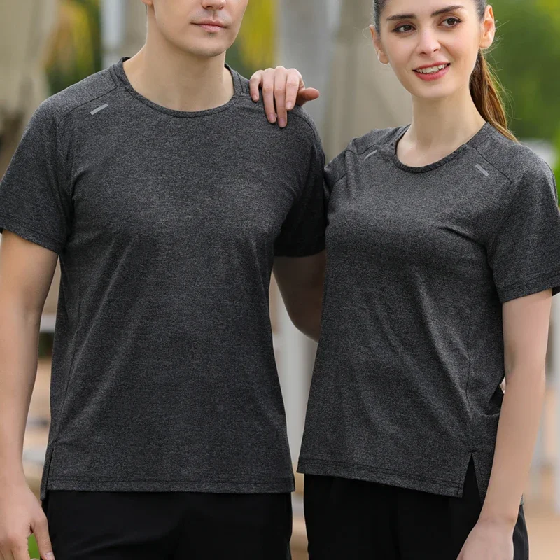 

Summer Sports Ice Silk T-shirt Men Running Short Sleeve T Shirts Man Thin Solid Color Tee Top Unisex Elasticity Sweatshirt