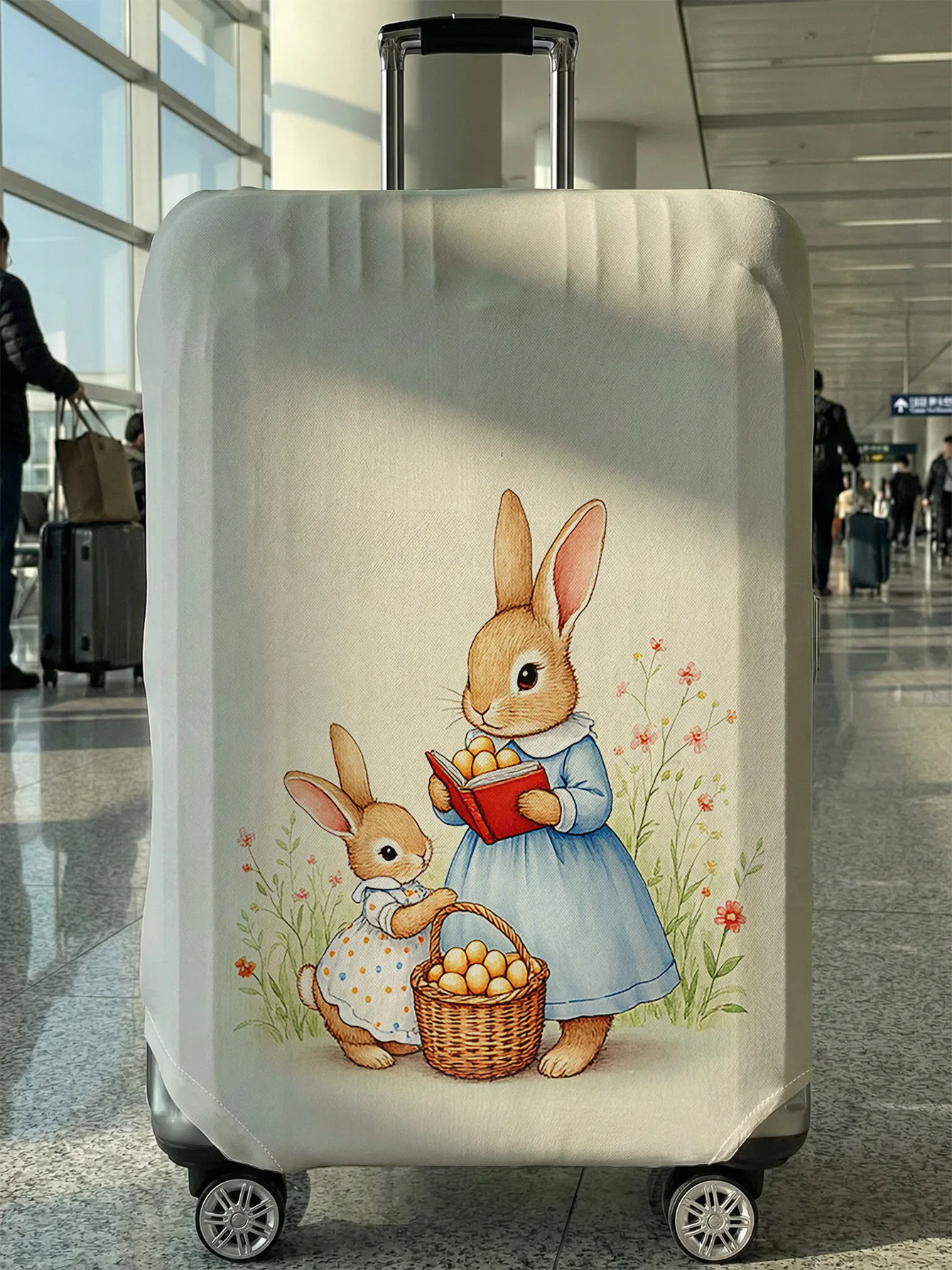 

Rabbit Reading Easter Egg Luggage Protective Cover, suitable for 18-32 inch luggage covers, luggage handle gloves, travel access