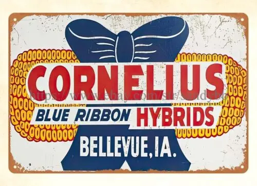 Cornelius Blue Ribbon Hybrids seed corn farm metal tin sign bedroom design ideas sign