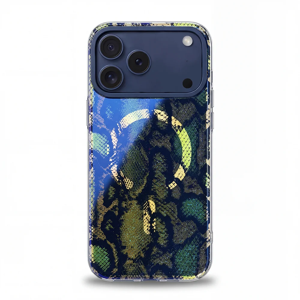 Luxury Snakeskin Glitter Case for iPhone17 16 15 14 13,Magne