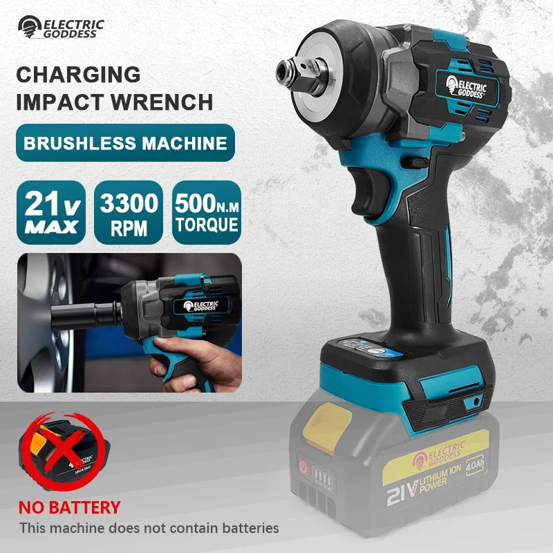 

EGOD Brushless Electric Impact Wrench 500N.m 3300RPM Adjustable Speed Multifunctional Household Power Tools For Makita 18V