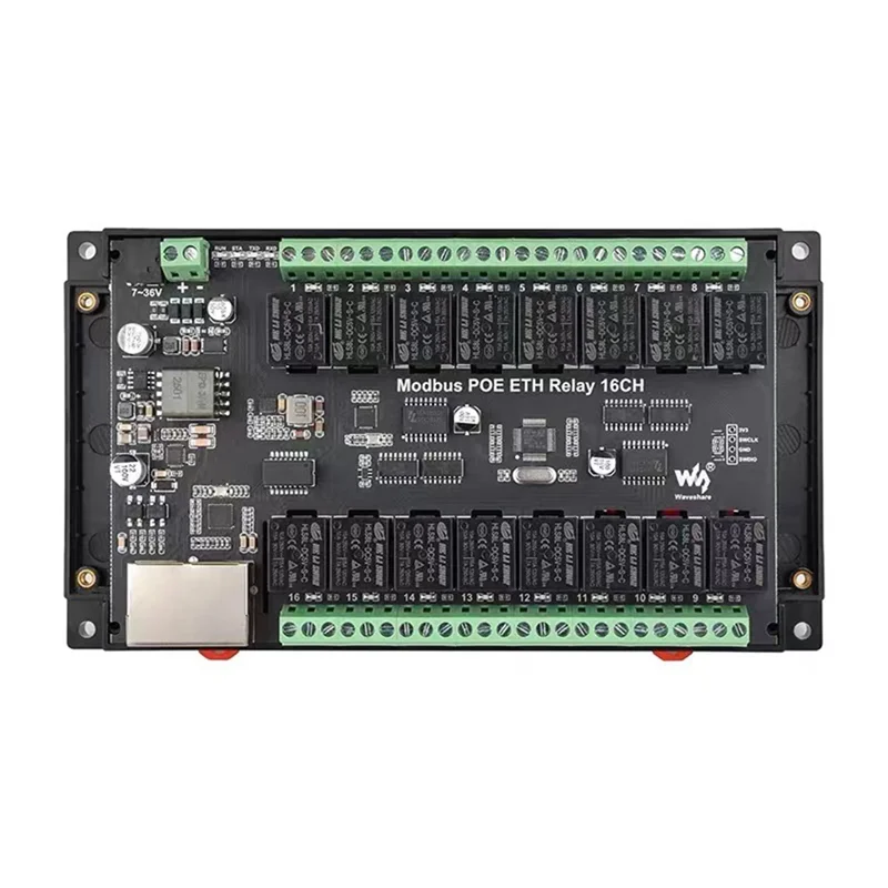 A003 Waveshare 16CH Relay Module Modbus POE ETH Relay Support Modbus RTU//TCP Protocol For Industrial Automation