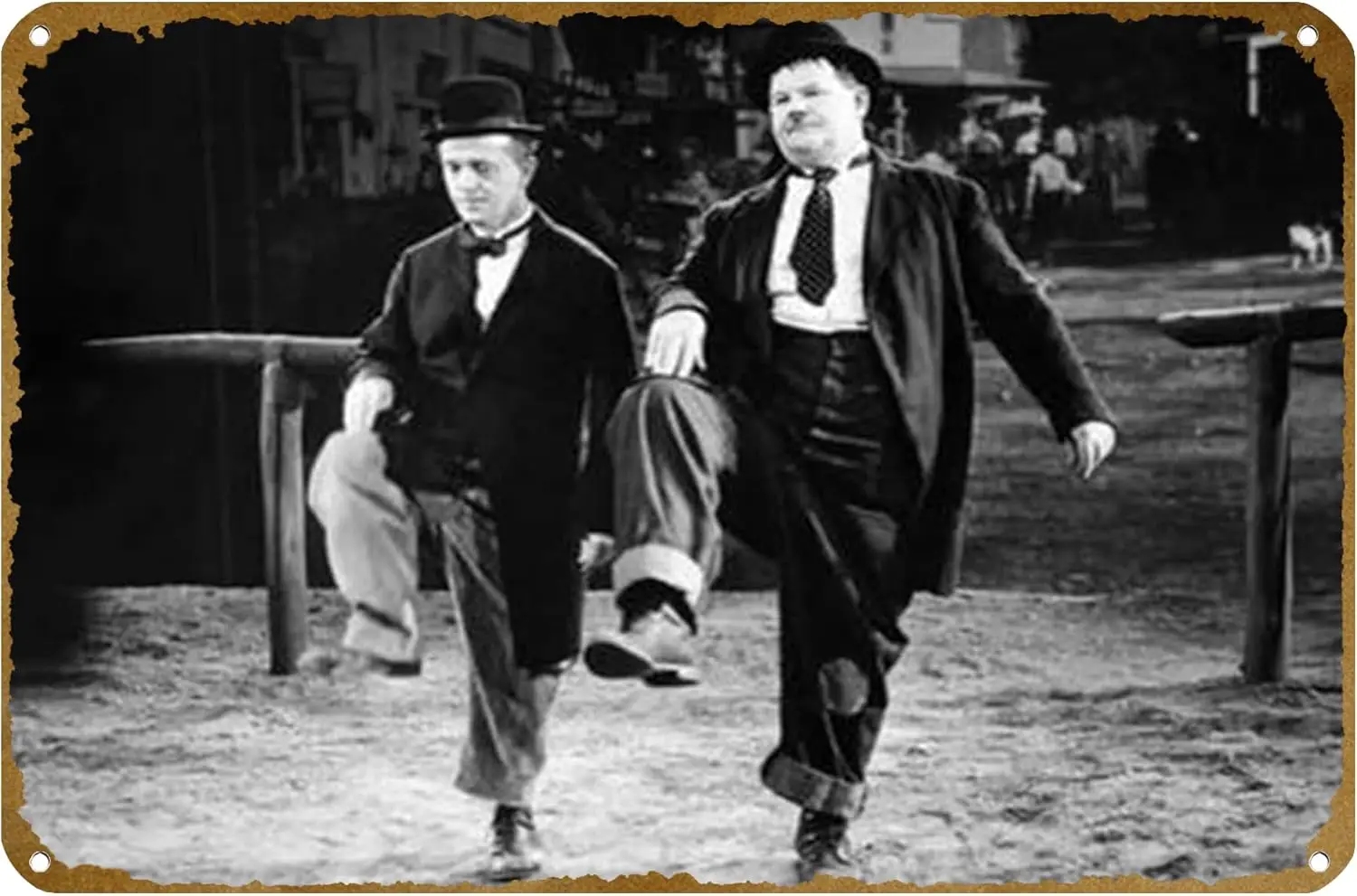 Way Out West، Stan Laurel، Oliver Hardy، 1937 ملصق الفيلم خمر معدن القصدير تسجيل شعار الأسرة نادي بار مقهى غرفة نوم جدار فني #1