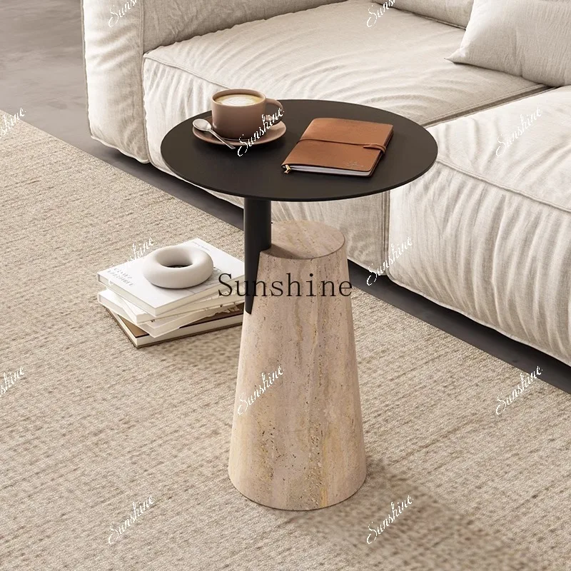 Nordic cave stone edge small apartment creative coffee table cafe milk tea shop minimalist style small round side table  FT