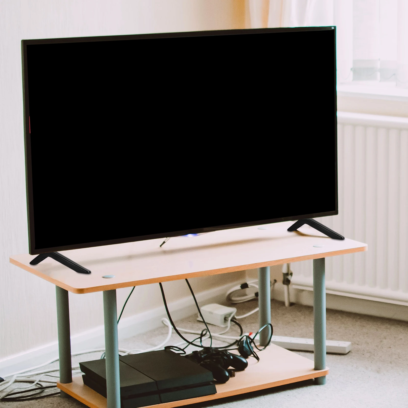 

40 Inch Motorized Projector Screen Stand 2pcs Black Riser Holder Sleek Adjustable Legs for Living Room Computer Monitor Mount