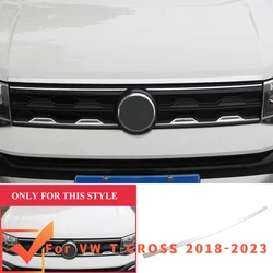 Exterior Stickers for Volkswagen VW T-cross Tcross 2018-2023 Front Engine Machine Grille Upper Hood Cover Trims Strips Car Acc.