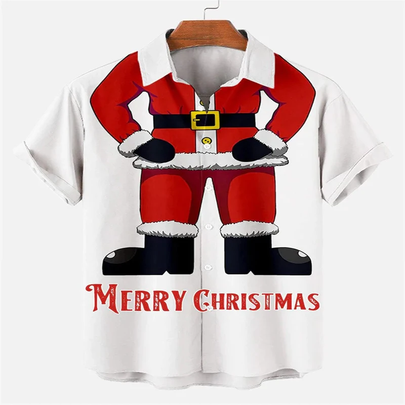 

Christmas Santa Fun Print Hawaiian Shirt 3D Printed Hawaiian Shirt for Men and Women Casual Shirt Unisex