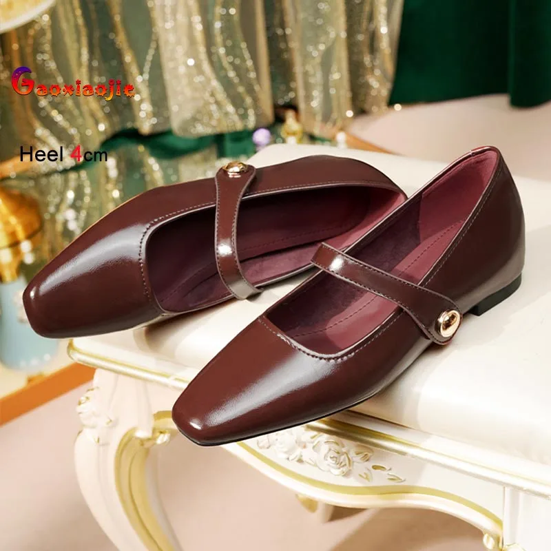 

Fashion 4CM Height Increase Women Single Shoes One Word Strap Commuting Mary Janes Shoes Comfortable Casual Versatile Lady Pumps