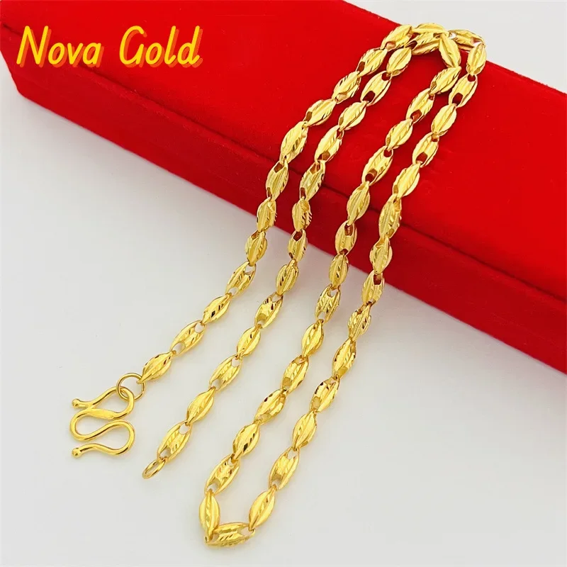 

NovaGlod Jin Yicheng Jewelry 24K Real Gold Jewelry Olive Beans Men and Women 9999 Necklace Accessories Gold Chain