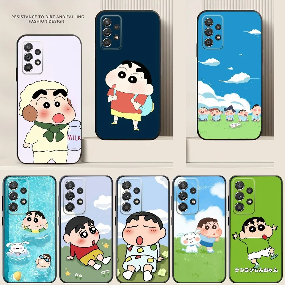 Phone Case For Samsung S24,S21,S22,S23,S30,Ultra,S20,Plus,Fe,Lite,Note,10,9,5G C-Crayon S-Shin-chan Black soft silicone case