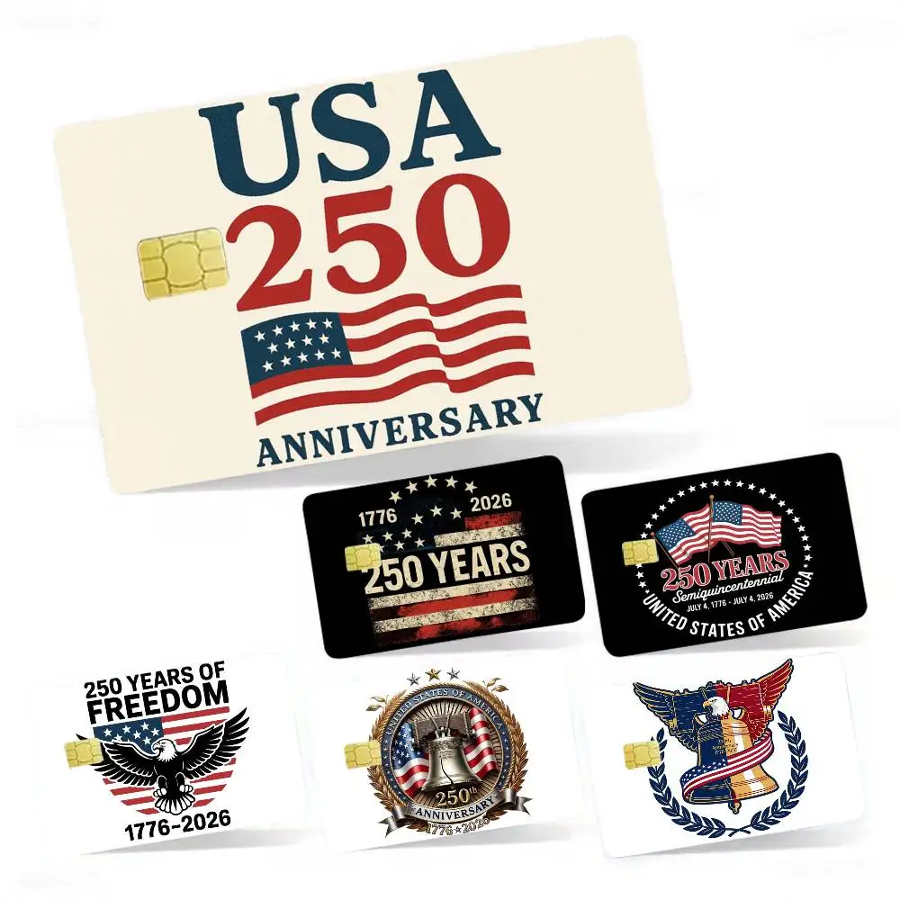 

250 Years of Freedom United for 250 USA 4pcs 1Set Card Stickers Small Waterproof Chip 4PCS Card Sticker Anti-Scratch