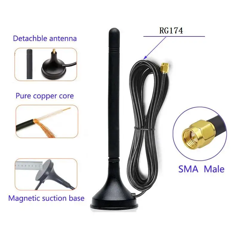 Antenne à ventouse DTU pour armoire et routeur, antenne externe 4G 3G 2G LTE GSM, antenne WIFI pleine bande 700-2700MHz SMA mâle, 1 pièce