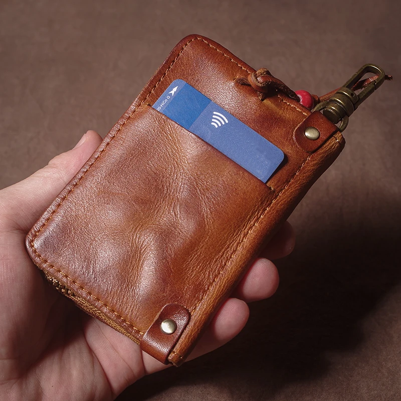 GURO العلامة التجارية الفاخرة جلد طبيعي حقيبة مفاتيح متعددة الوظائف الخصر حامل بطاقة معلقة محفظة نسائية للعملات المعدنية الرجال النساء حافظة مفاتيح السيارة المنظم