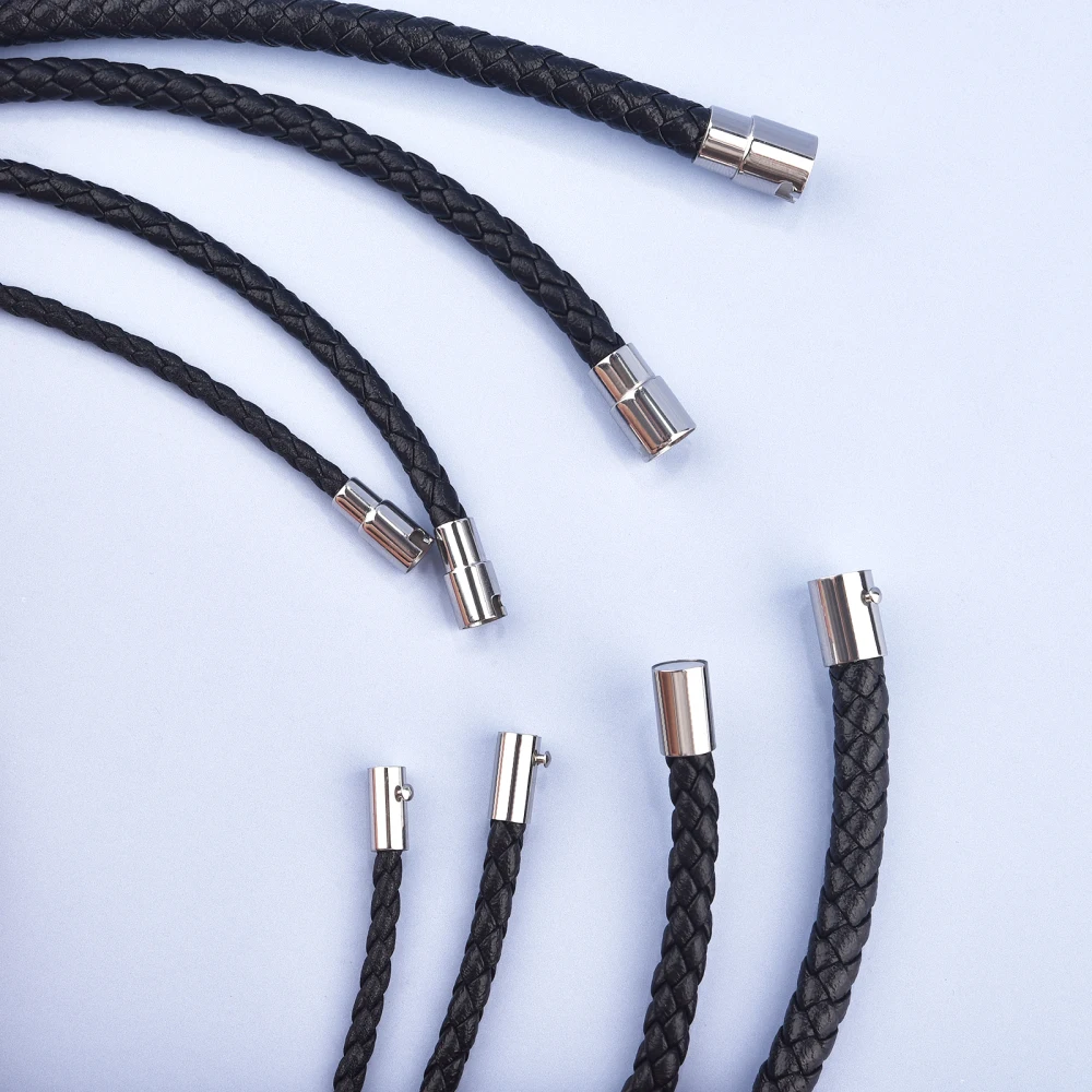 45/50/60cm Leather Necklace Wax Rope With Stainless Steel Clasp Wax Cord Chain For Women Men DIY Jewelry Accessories Findings - view 6