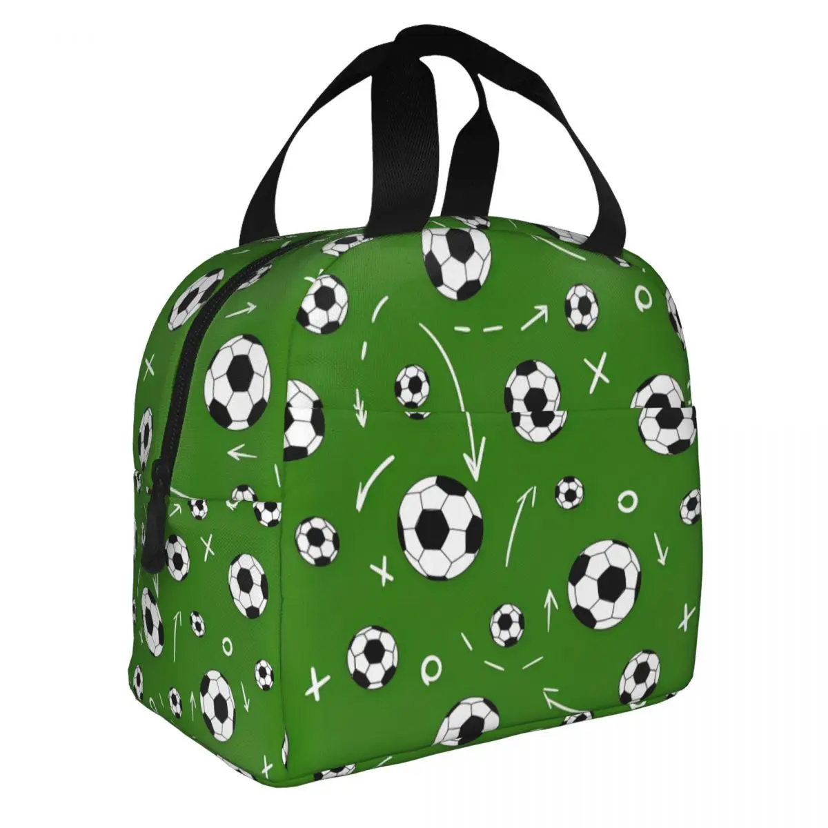 

3D Football Soccer Insulated Lunch Bag Large Reusable Cooler Bag Tote Lunch Box Office Outdoor Bento Pouch