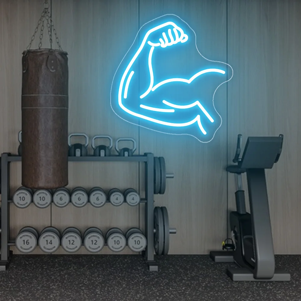 عضلات الذراع علامات النيون مصباح ليد لهدايا عشاق اللياقة البدنية مضيئة النيون تسجيل غرفة نوم الديكور الجدار LED مصباح شخصي