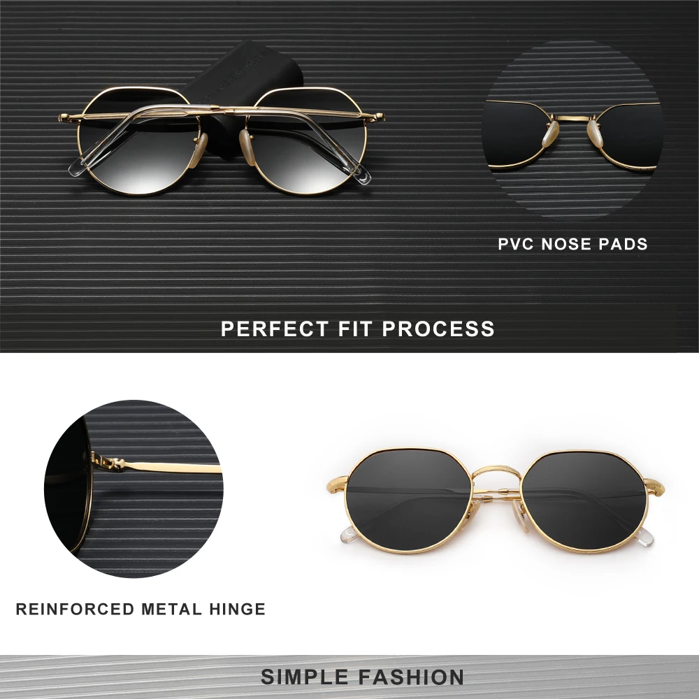 KINGSEVEN UV400 Men‘s Sunglasses Polarized Women Fashion Round Alloy Frame Anti-glare Glassses Classical Eye Protection Eyewear