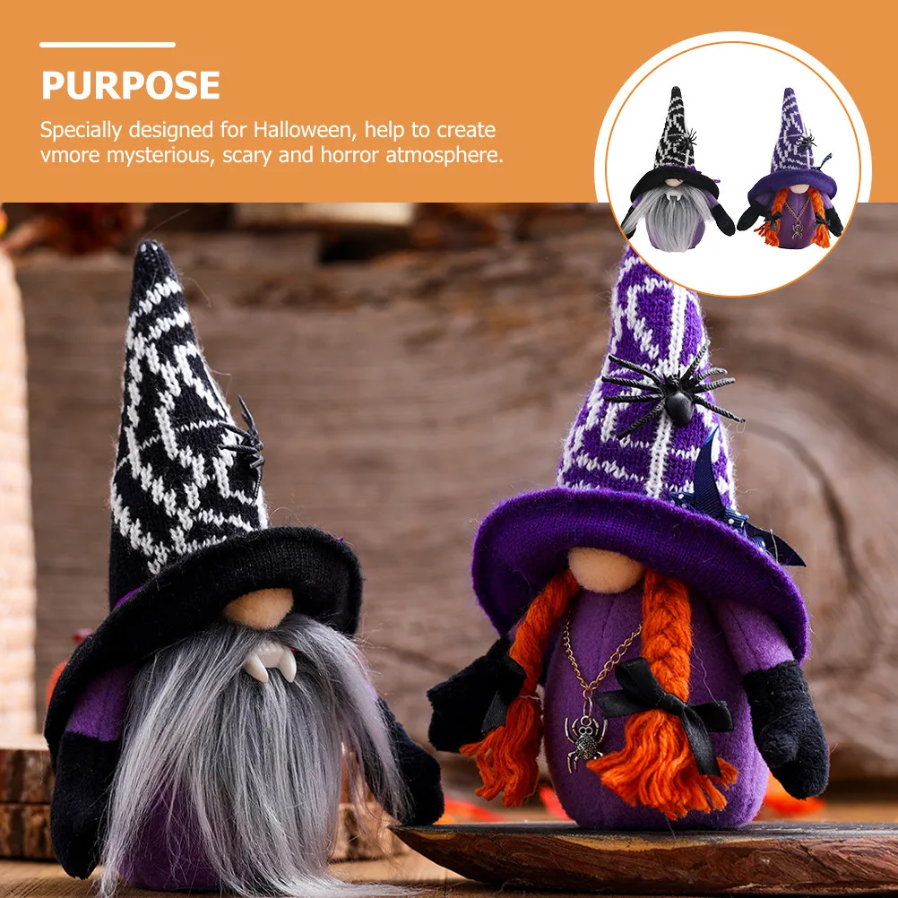 

2Pcs Halloween Gnome Decor Horn Gnome Ornaments Perfect for Indoor Halloween Party Table Decoration Ambiance