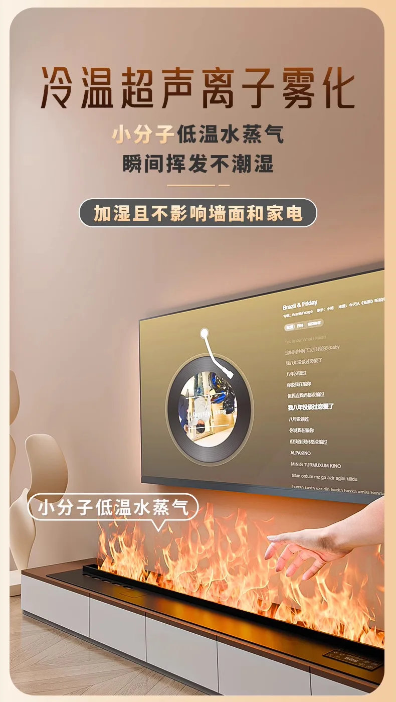 

3D-вставка для электрического камина с эффектом водяного тумана в индустриальном стиле, имитация пламени, декор для ТВ-тумбы