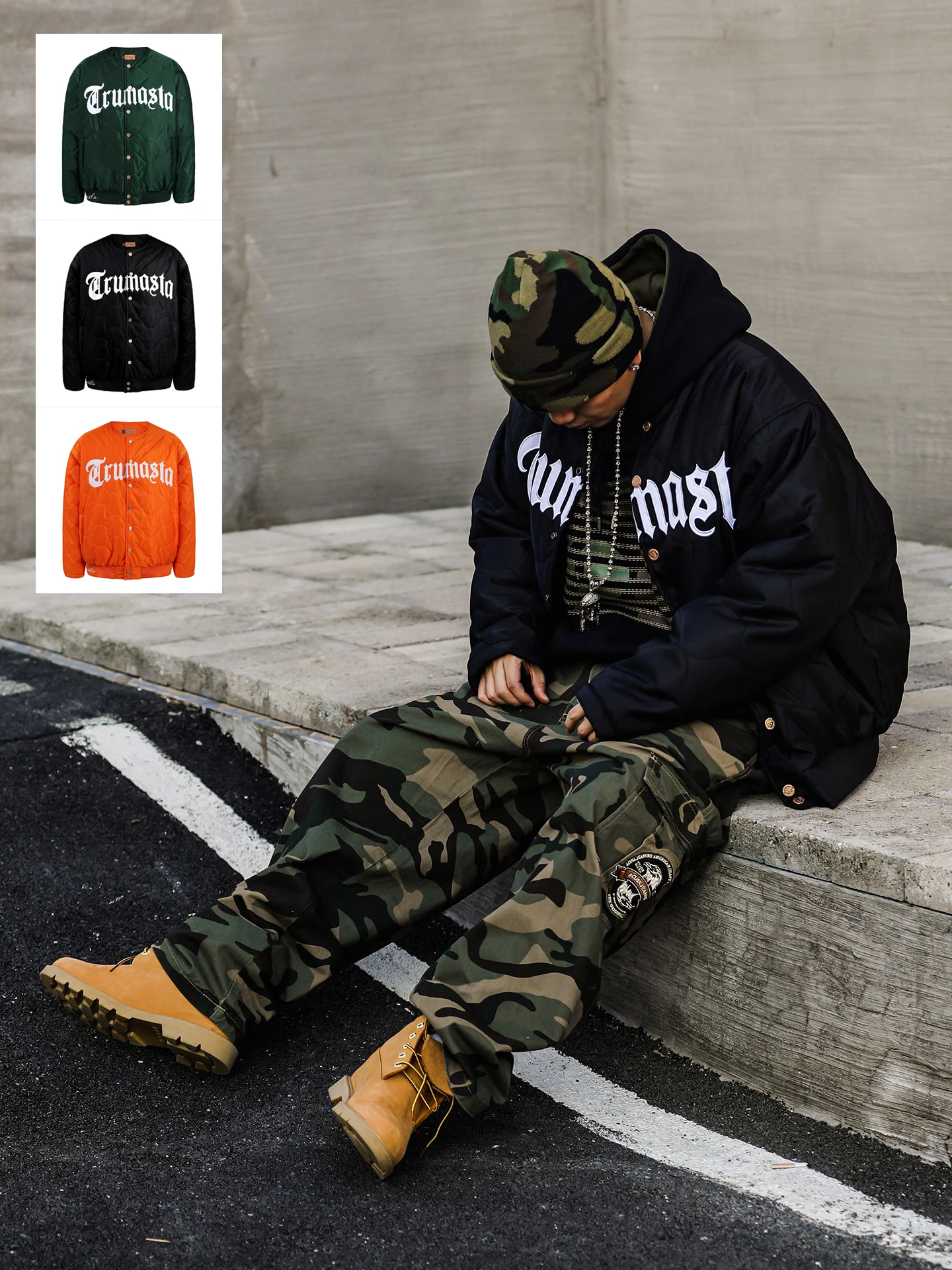 ACUSA Short Wide Fit Diamond Pattern Cotton No Collar Design Baseball Jacket Patch Embroidery  Color Versatile Street Style