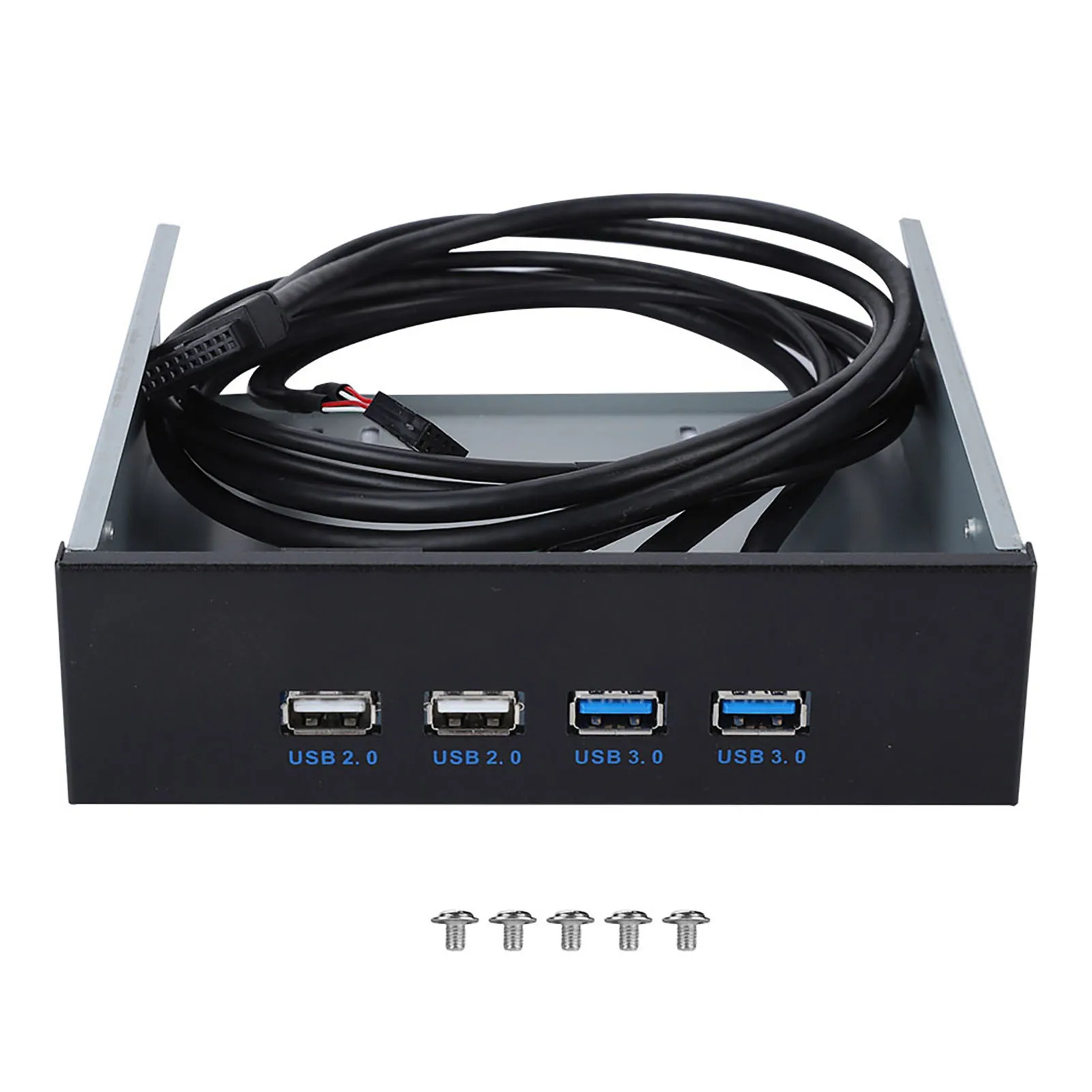 5.25 Inch 19 Pin/9Pin to USB 3.0 USB 2.0 4 Port Metal Optical Drive Front Panel Bay High Speed Stable Transmission Easy Installa