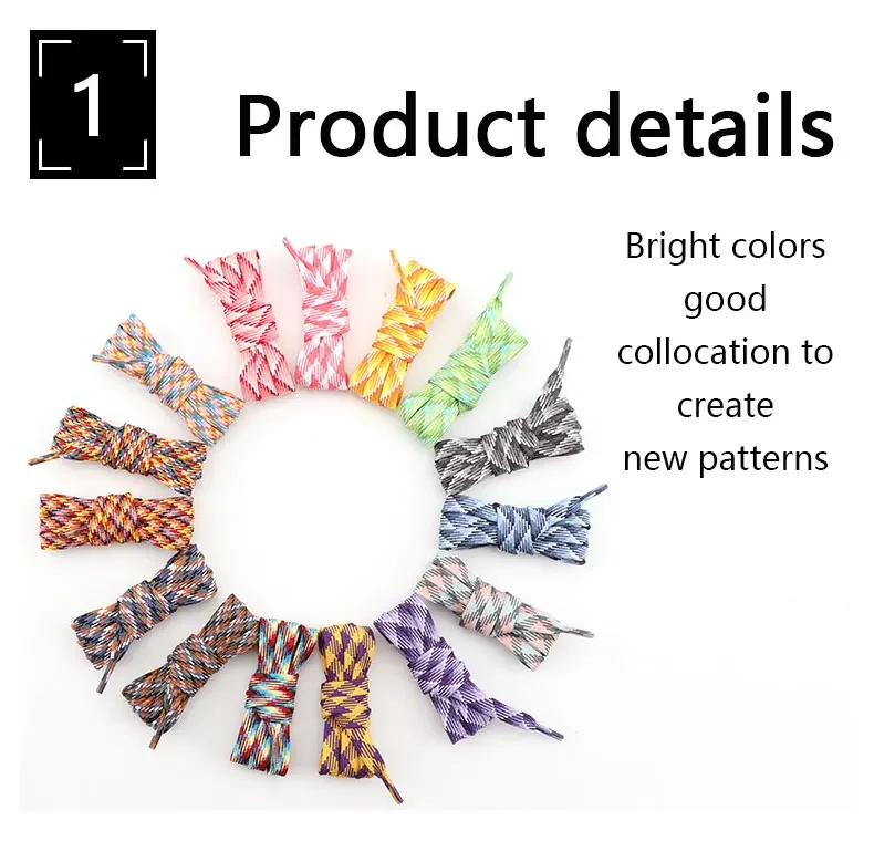 Flache Schnürsenkel für Sneaker, Regenbogen-Schnürsenkel, bunte, gestreifte Schnürsenkel für Damen und Herren, Breite 1 cm, Länge 100/120/140/160 cm, 1 Paar. – Detail 5
