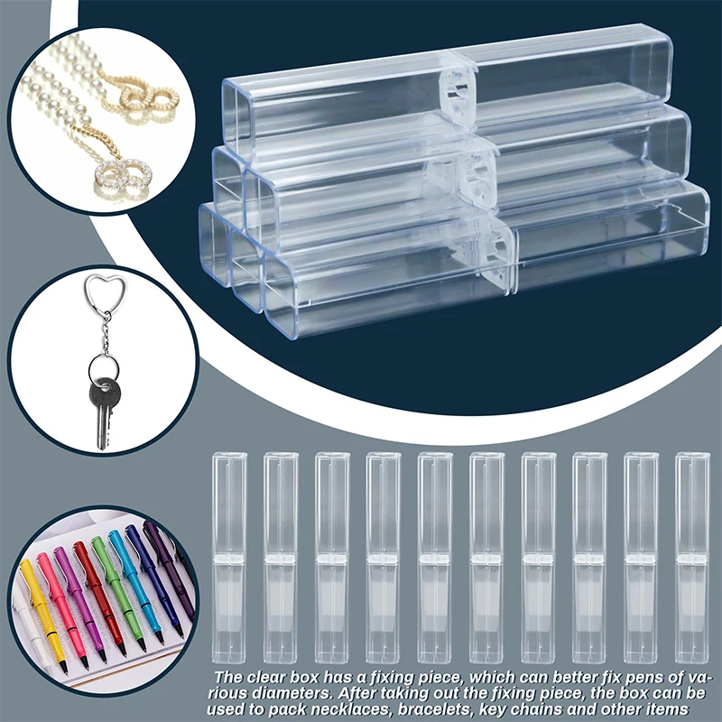 30Pcs Transparent Pencil Case Pencil Gift Box Pen Organizer Case Pencils Storage Box Fountain Pen Holder Container