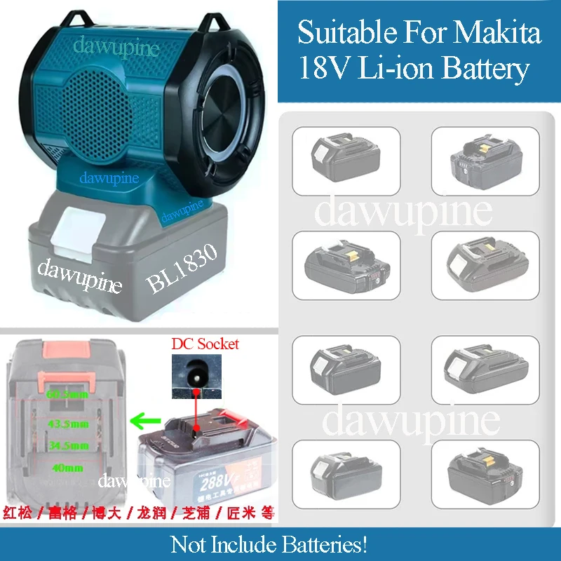 Lithium Battery 3D Surround Sound HiFi Audio Player BlueTooth Loud Speaker For Makita For DeWalt For Bosch For Milwaukee For M18