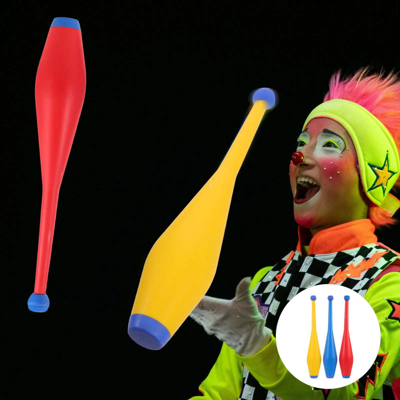 

3pcs Plastic Juggling Sticks For Acrobatic Stage Performance Lightweight Balanced Clubs With High Friction Handle Ideal