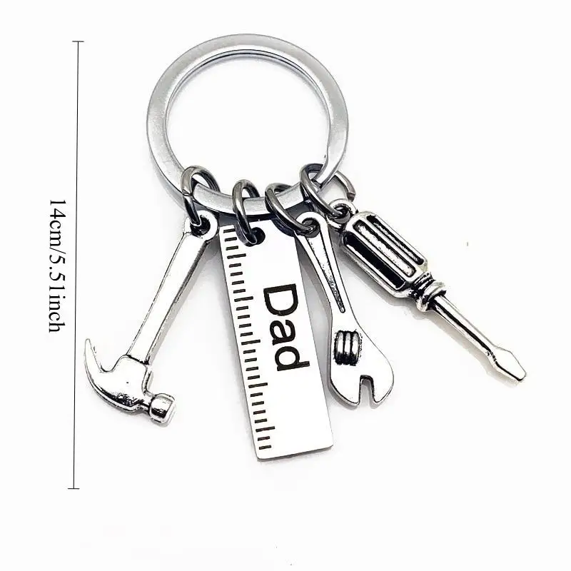 1Pc Dad Letters Keychains Creative Hammer Screwdriver Wrench Keyring Handbag Decor Tassel Hanging Pendant Father's Day Gift