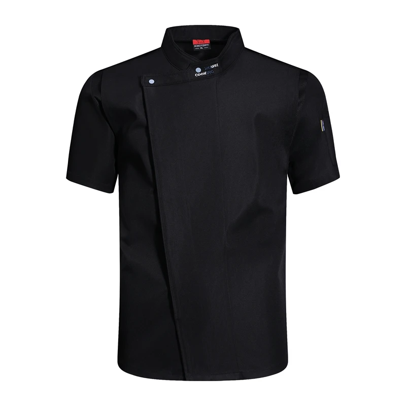 قمصان الشيف البيضاء الموحدة ملابس الطبخ للرجال سترة المطبخ مطعم فندق زي الشيف معطف قصير الأكمام شبكة ملابس العمل