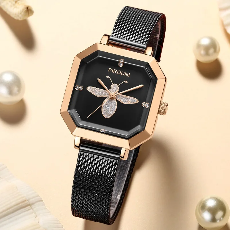 Luxury Women Watch Korean Student Fashion Top Watch Creative Simple Square Lady Quartz Wristwatche Waterproof Mesh Strap Relojes