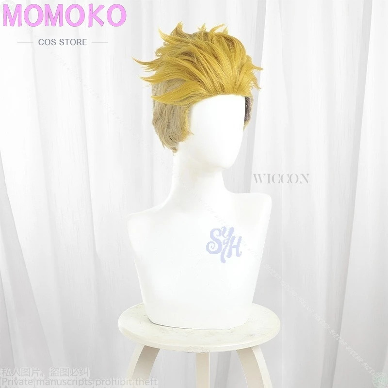أنيمي GACHIAKUTA تأثيري Enjin زي قصير الذهبي شقراء مليون مقاومة للحرارة الاصطناعية خصلات الشعر المستعار حفلة عيد الهالوين