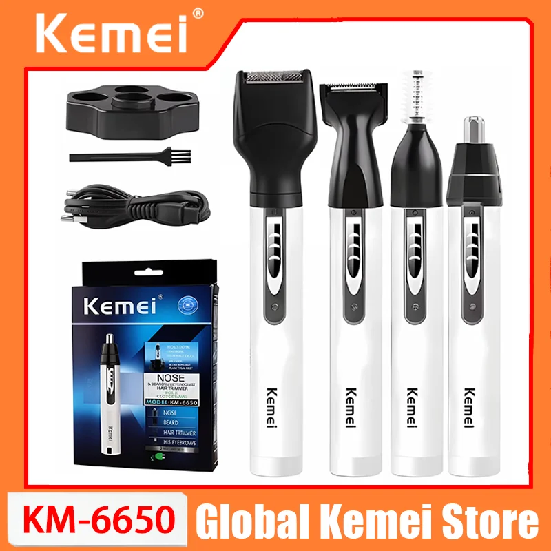 Kemei 6650 4in1 Rechargeable Nose Ear Hair Trimmer Men Groom