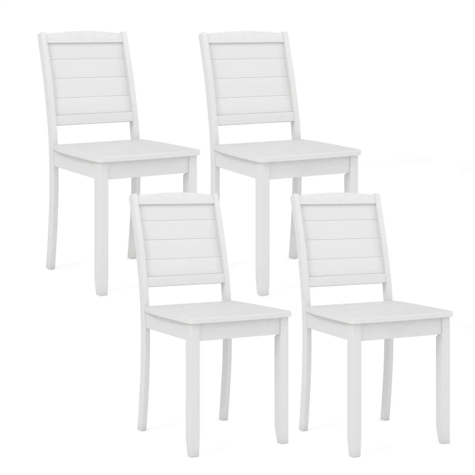 Armless Wood Dining Chair Set of 4 w/ Rubber Wood Legs Curved Backrest Kitchen