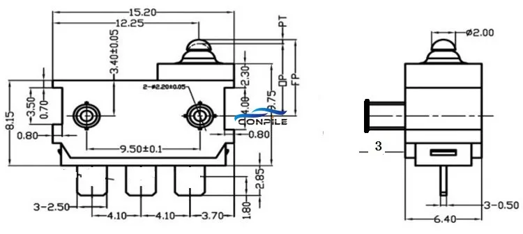 2Pcs DJ1G-AG10 Voor Ford Focus Kofferbak Staart Deurslot Micro-schakelaar Verticale Kleine Eindschakelaar