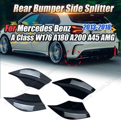 Car Rear Side Corner Lip Skirt Bumper Splitter Trim Canards Body Kits For Mercedes Benz A Class W176 A180 A200 A45 AMG 2013-2018