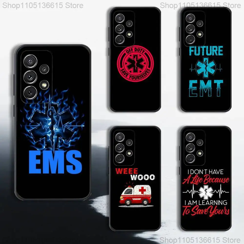 

Ambulance EMS EMT Phone Case For Samsung S25,S24,S23,S22,S21,S20,S10,Ultra,Plus,Lite,FE,Soft Silicone Black Cover