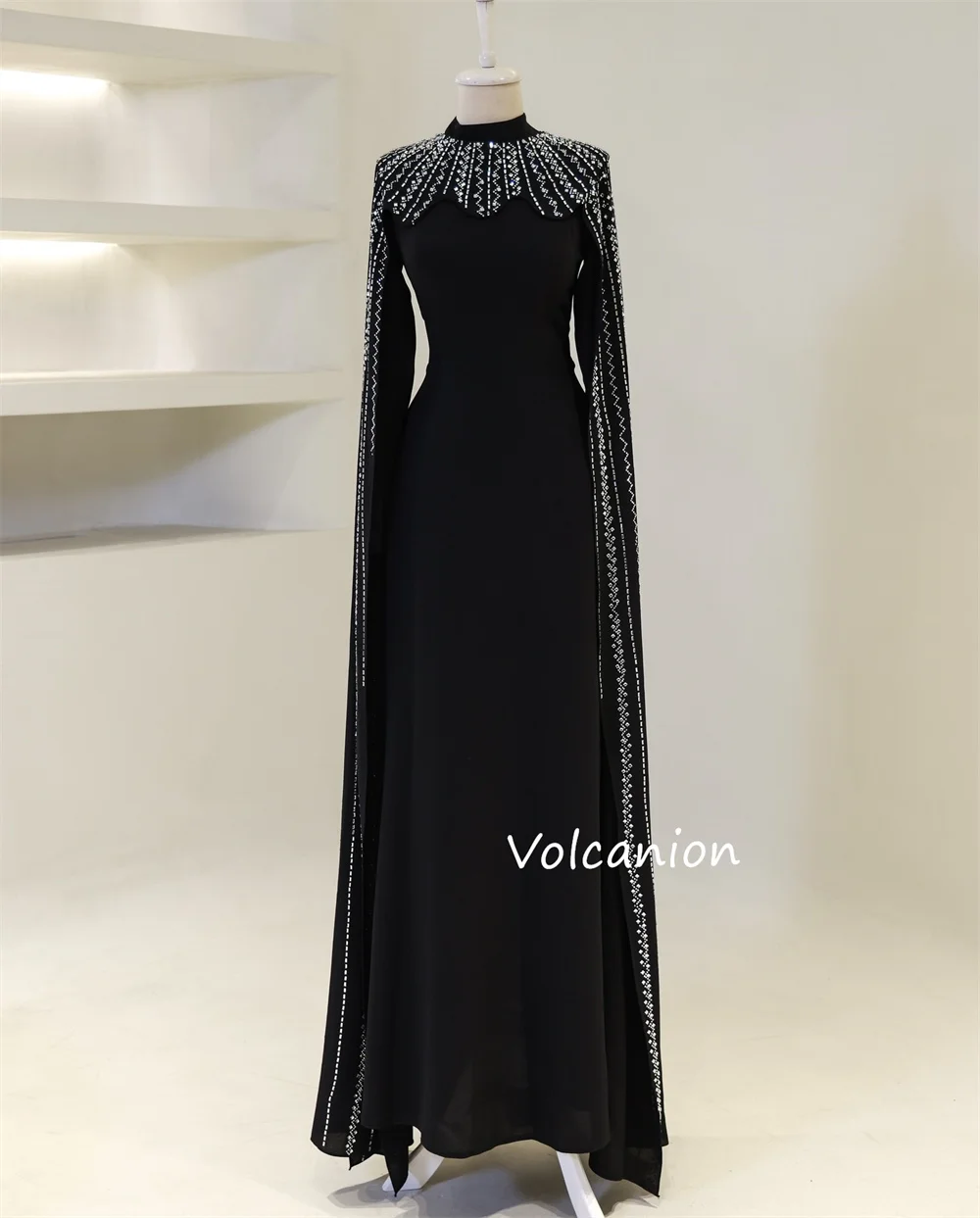 Customized Jersey Sequined High Collar A-line Long Dresses Bespoke Occasion Classic Exquisite Sizes Available Prom