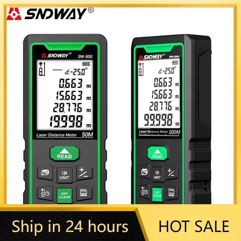 SNDWAY Digital Laser Distance Meter 50m/70m/100m Electronic Range Finder Tape Measure Level Ruler - Measurement Tools for Home I