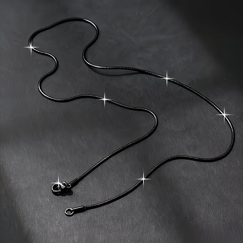 Modische Minimalistische Schwarze Edelstahl-Schlangenkette Halskette für Frauen Klassischer Minimalistischer Metallketten-Schmuck Geschenke – Detail 2