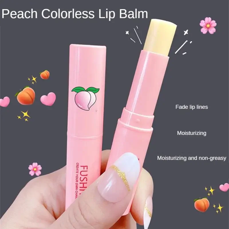 Temperature Color Changing Lipstick Peach Lip Balm Moisturizing Nourishing Long Lasting Removing Lip Wrinkles Makeup Lip Care