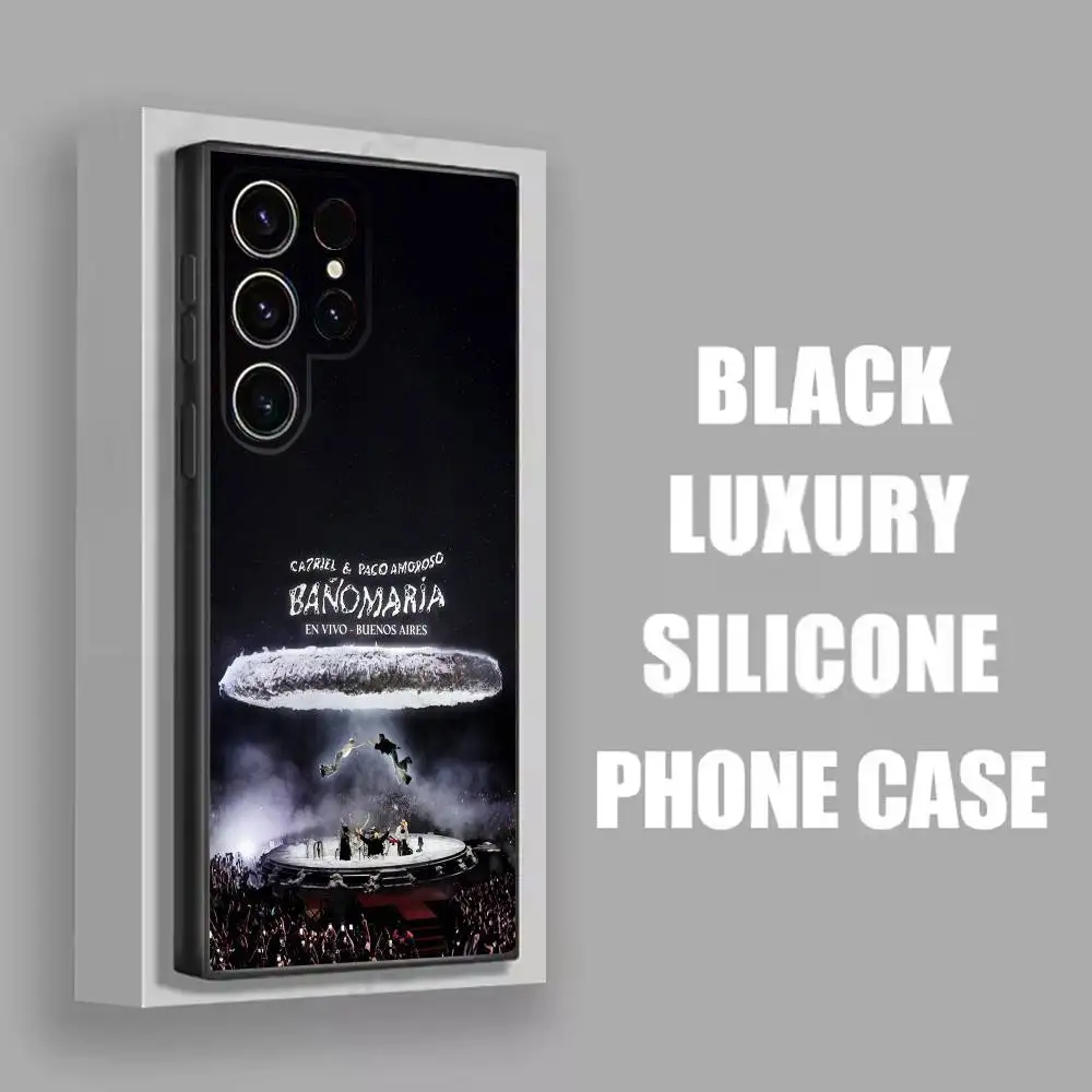 حافظة هاتف C-CA7RIEL P-Paco Amoroso PAPOTA لهاتف سامسونج S25، S24، S21، S22، S23، S30، Ultra، S20، Plus، Fe، Lite، 5G غطاء أسود