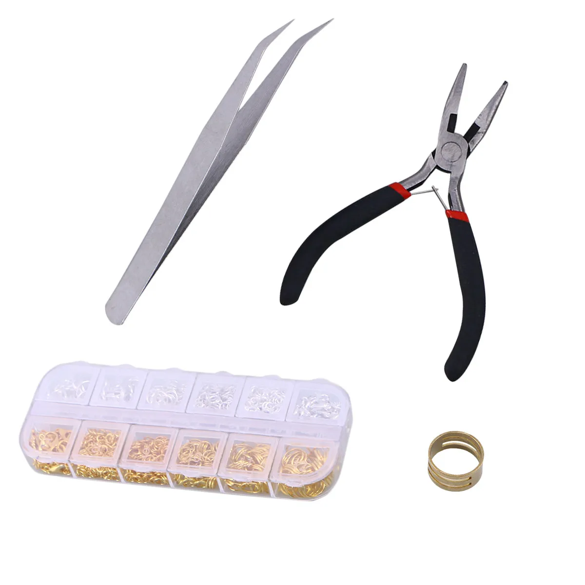 1200Pcs Jewelry Accessories Combination Set Gold Silver Open Jump Rings Lobster Clasps Eye Needles Various Sizes DIY Earring - view 3