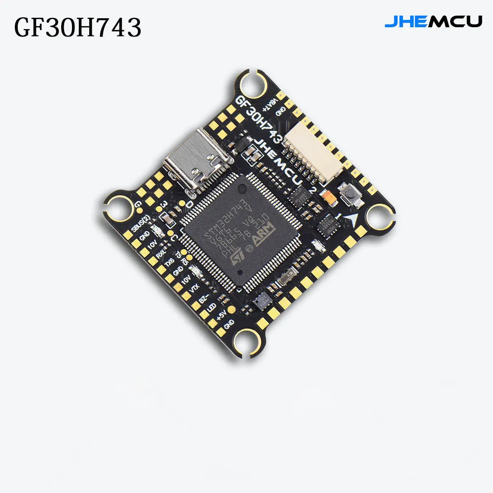 

JHEMCU GF30H743 H743 480MHZ Flight Controller ICM-42688-P DUAL Barometer OSD 128M BlackBox Dual BEC 3-6S 30X30mm for FPV Drones