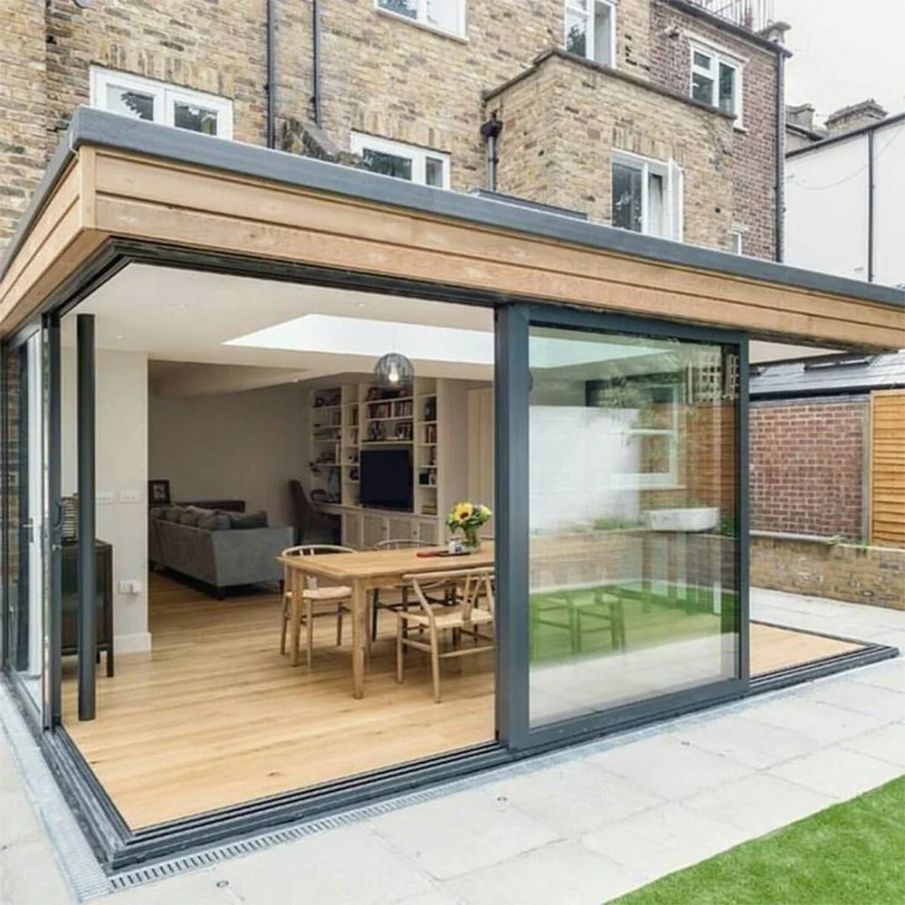 

Sliding Door Double Glazed Custom Aluminum Alloy Profile Front Entry Doors Mini House Garden Room For Home Decor