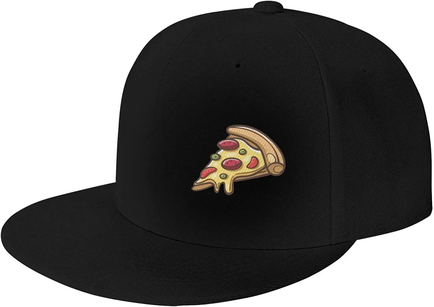 Sombrero de ala plana de pizza para hombres, gorra Snapback, sombrero de Hip Hop, gorra de béisbol ajustable clásica negra para correr, senderismo, talla única para adultos